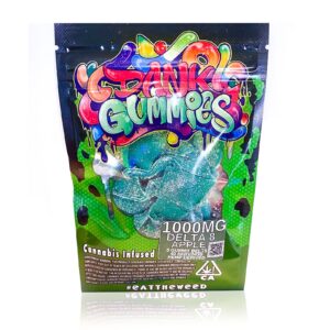 Delta-8 Dank Gummies – Blue Raspberry Gummy Belts 1000mg